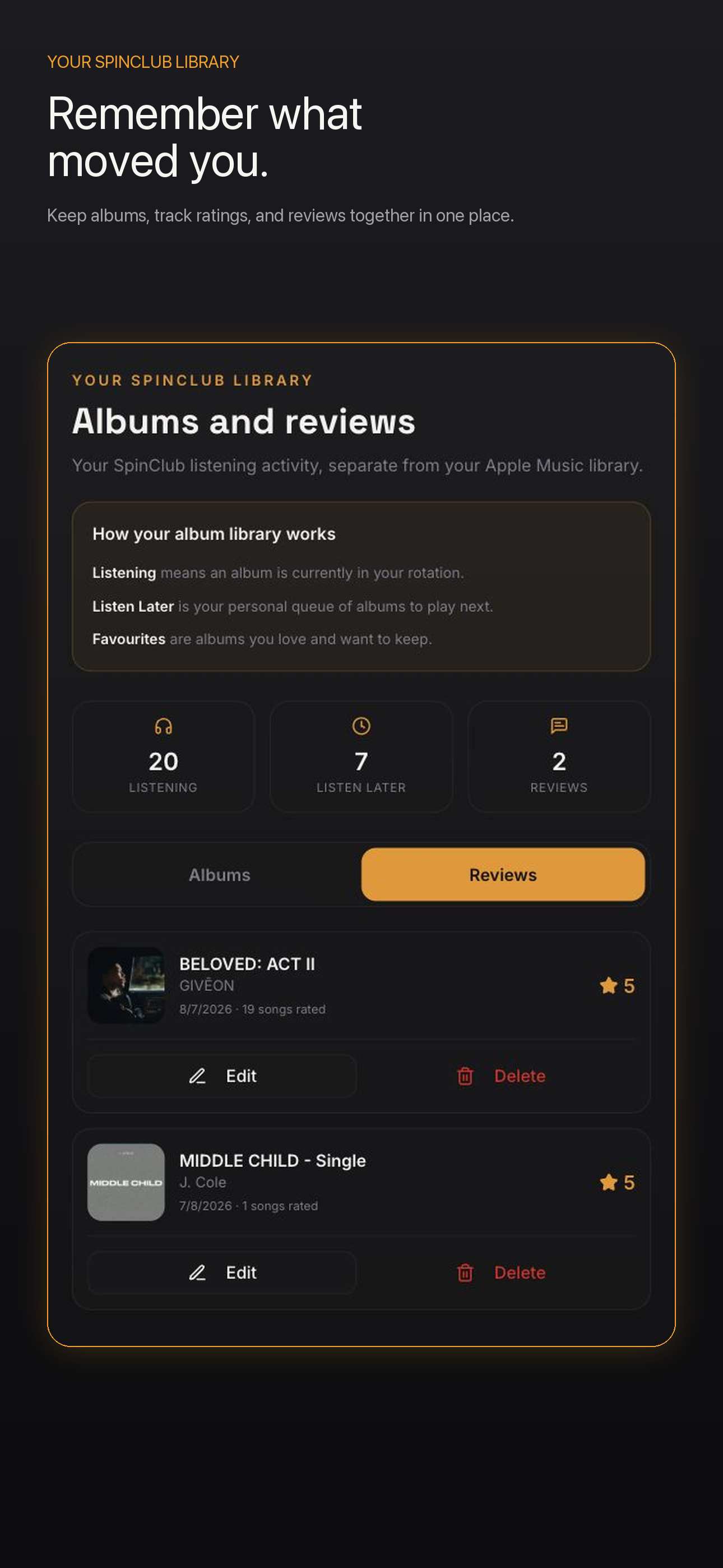 SpinClub album library and personal reviews